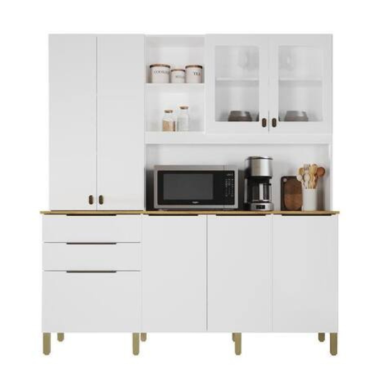 Kit de Cozinha Apolo 7 Portas 3 Gavetas 1,80m Branco