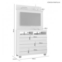 Cômoda Pampulha com Painel para TV até 48 Polegadas Branco