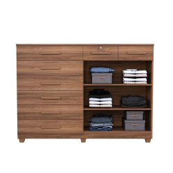 Cômoda Triunfo 2 portas 8 gavetas Castanho
