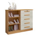 Cômoda Sapateira New Athos 5 Gavetas 2 Portas Cinamomo com Offwhite