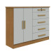 Cômoda Sapateira New Athos 5 Gavetas 2 Portas Cinamomo com Offwhite