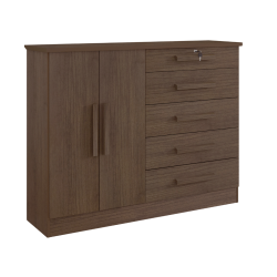 Cômoda 5 Gavetas 2 Portas New Athos Castanho