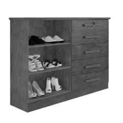 Cômoda 5 Gavetas 2 Portas New Athos Castanho