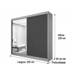 Guarda Roupa Casal 2 portas Titanium c/ espelho Ype