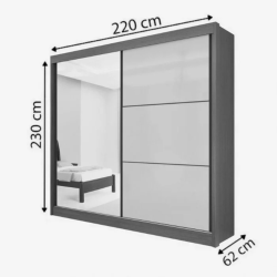 Guarda Roupa Casal 2 portas Titanium c/ espelho Castanho com off