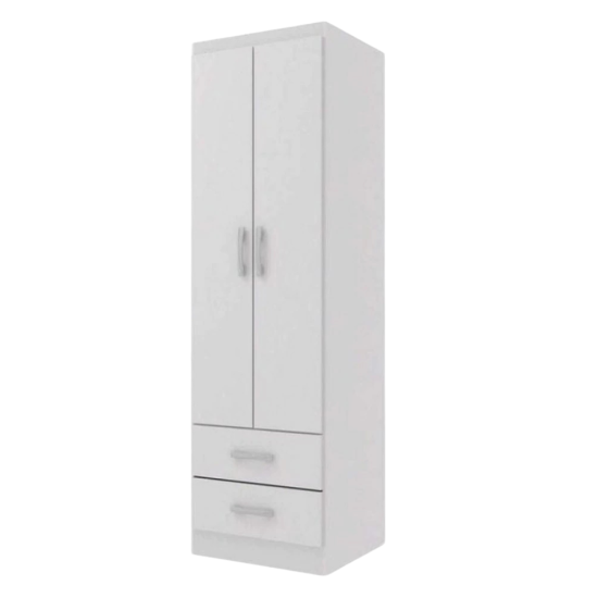 Guarda-Roupa Solteiro Atalaia 2 Portas 2 Gavetas Flex Branco/Rosa