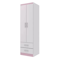 Guarda-Roupa Solteiro Atalaia 2 Portas 2 Gavetas Flex Branco/Rosa