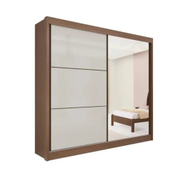 Guarda Roupa Casal 2 portas Titanium c/ espelho Castanho com off