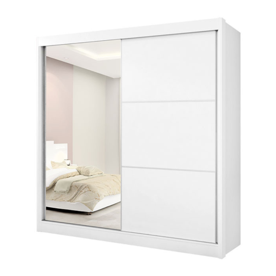 Guarda Roupa Casal 2 portas Titanium c/ espelho Branco