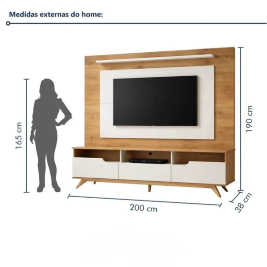 Home Diplomata Cinamomo/Off White  2,00m para TV até 60" 