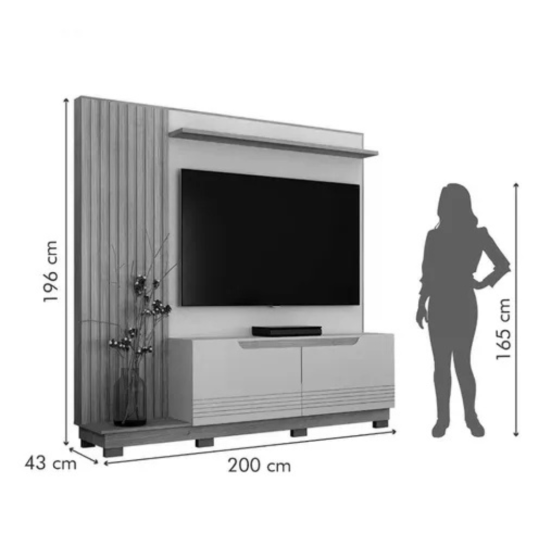 Home Santiago Ripado 2,00mt Cinamomo/Off  para TV até 80 polegadas