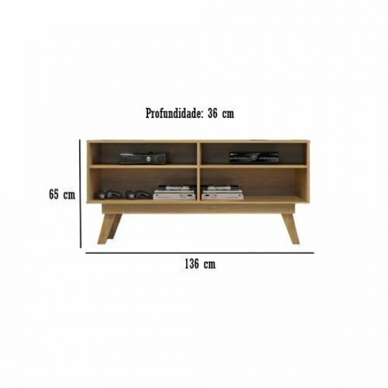 Rack Houston  Para Tv Até 50 Polegadas 1 Porta Cinamomo Com Off White