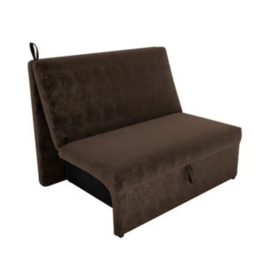 Sofá Cama Malu 2 Lugares Tecido Suede 113cm Marrom